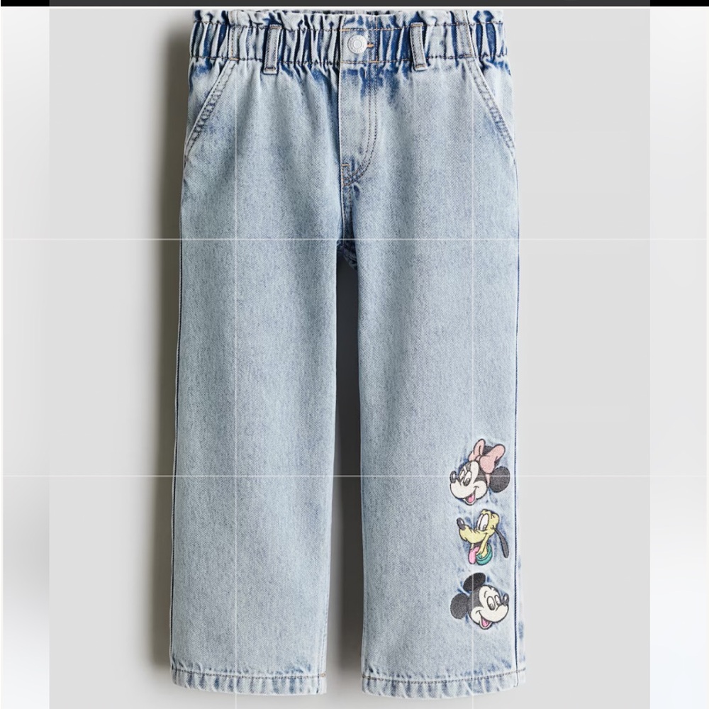 H&M Motif Detail Wide Leg Jeans Disney 4T
